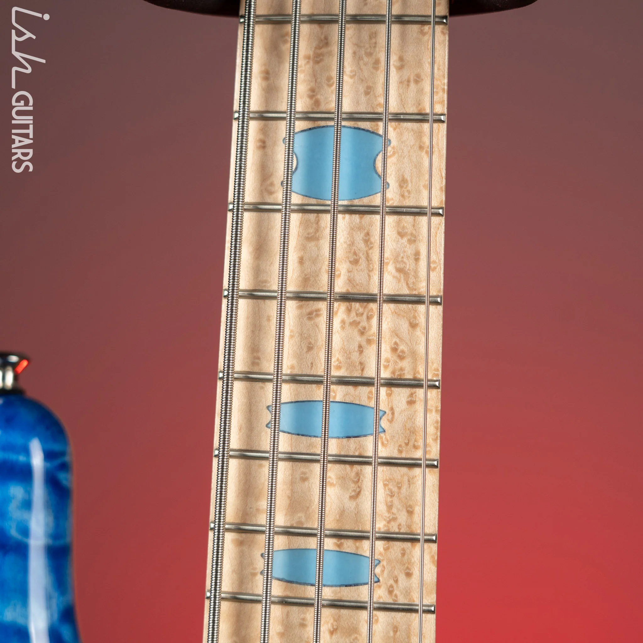 Spector NS-5 Ultra Blue Glow w/ Grain Fill Back Birdseye Maple Demo - Image 5