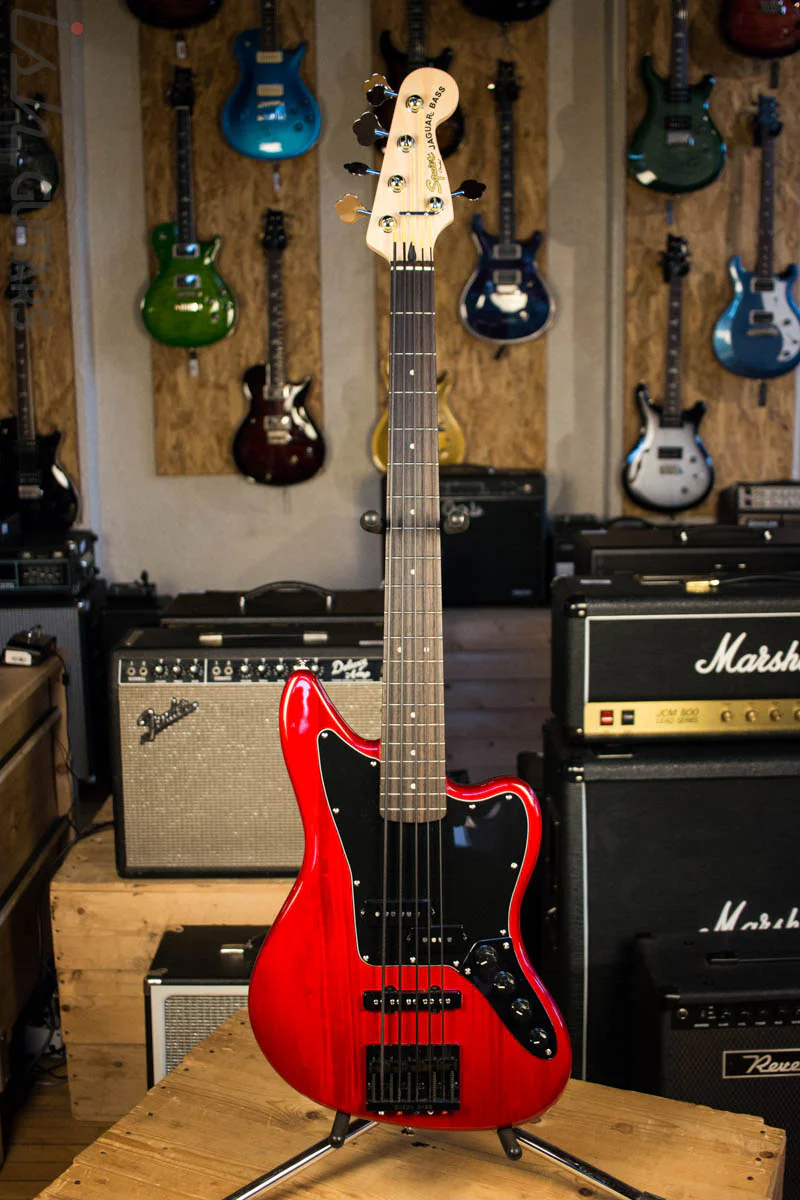 Squier Vintage Modified Jaguar V Special Red Electric Bass - Image 2