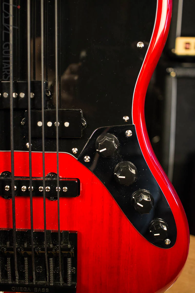 Squier Vintage Modified Jaguar V Special Red Electric Bass - Image 4