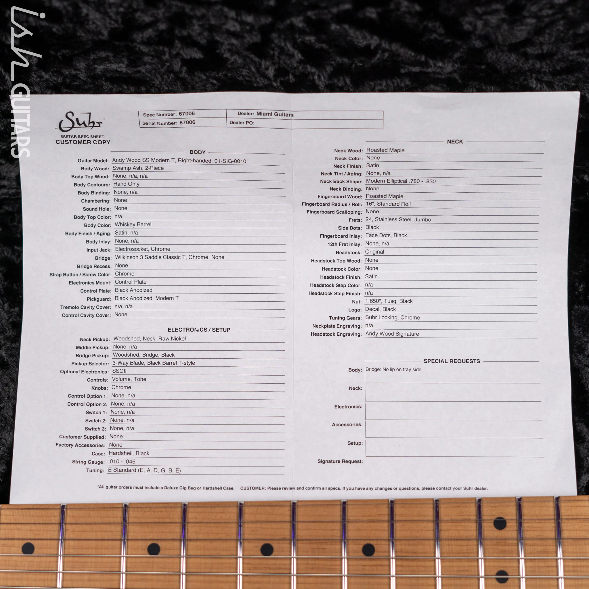 Suhr Modern T SS Andy Wood Signature Whiskey Barrel - Image 13