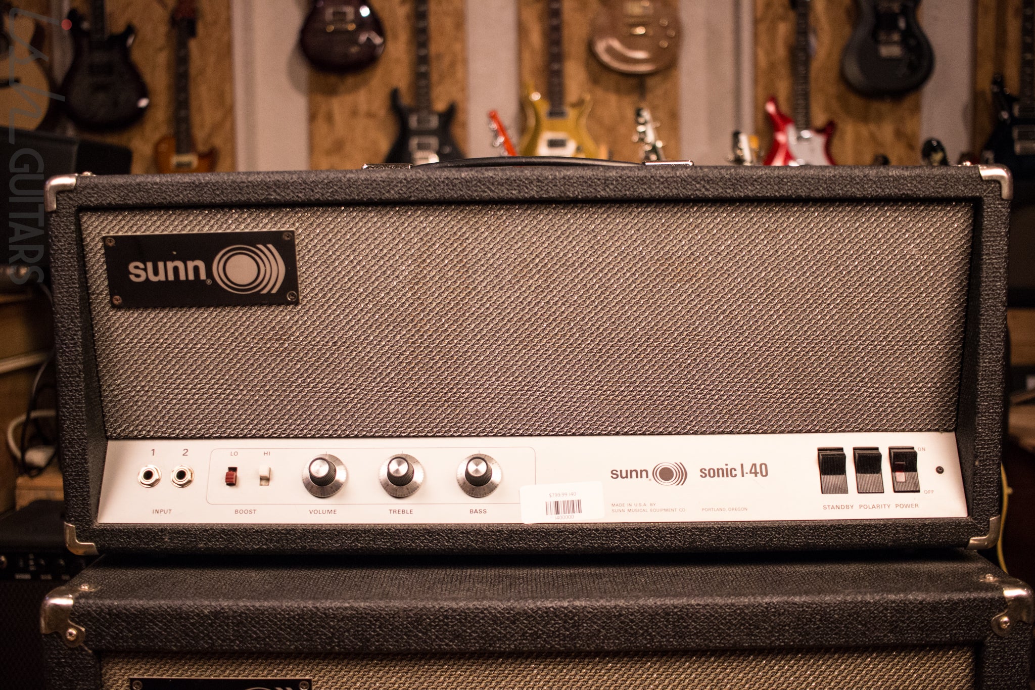 Sunn Sonic I-40 Guitar Bass Amp Head and Cabinet Stack JBL D140 Speaker - Image 3