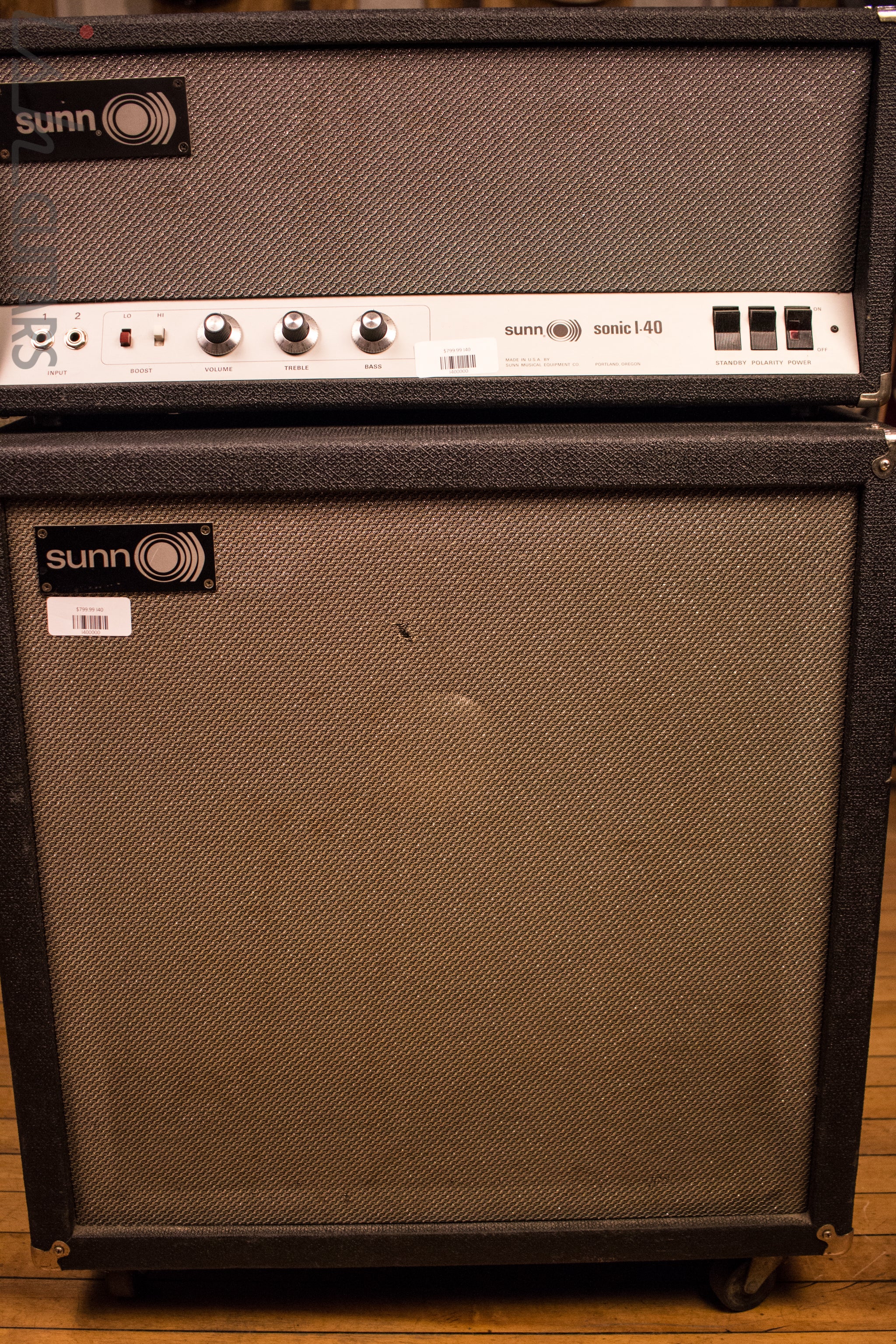 Sunn Sonic I-40 Guitar Bass Amp Head and Cabinet Stack JBL D140 Speaker - Image 4