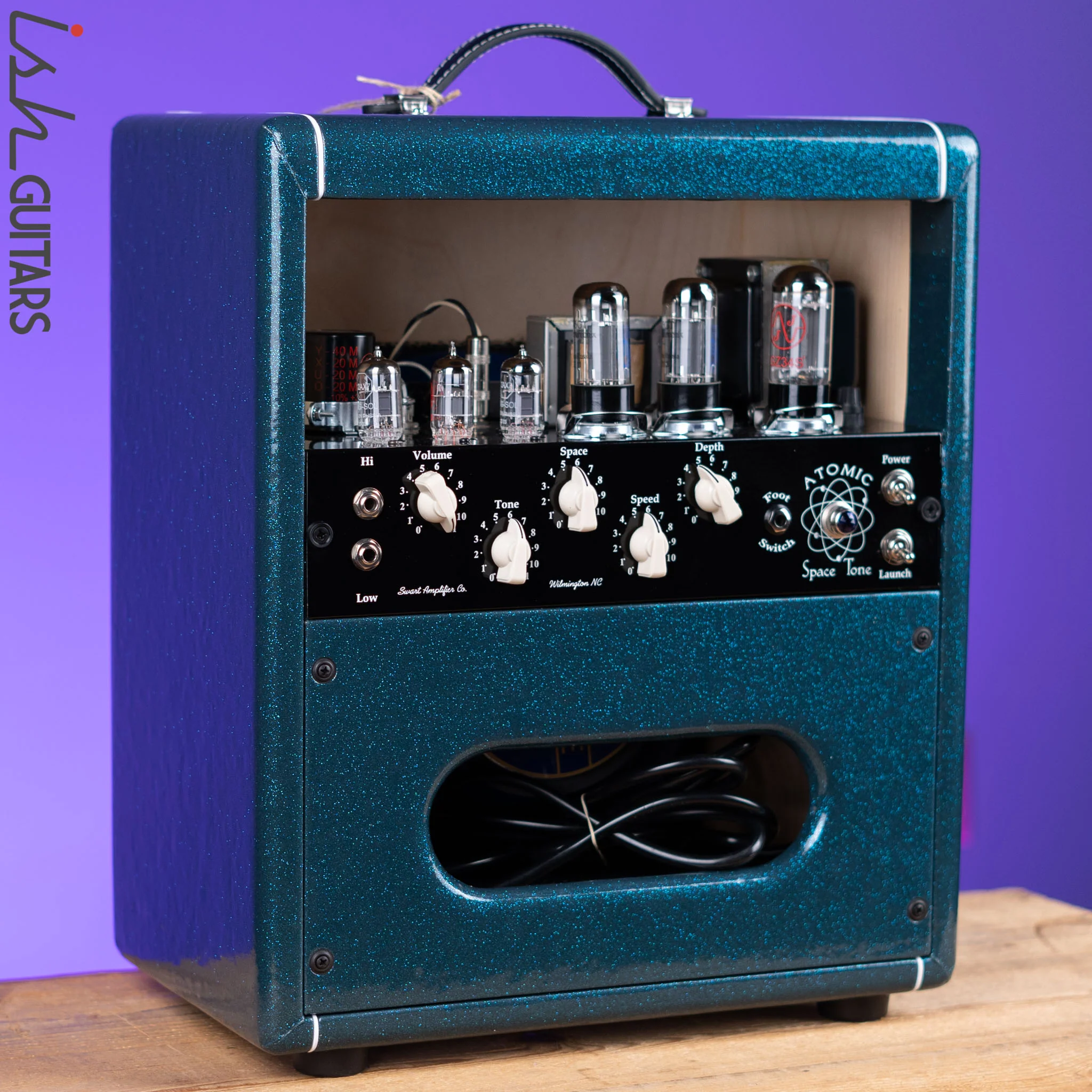 Swart Atomic Space Tone Combo Amplifier Ocean Sparkle w/ Salt and Pepper Grill Cloth - Image 8