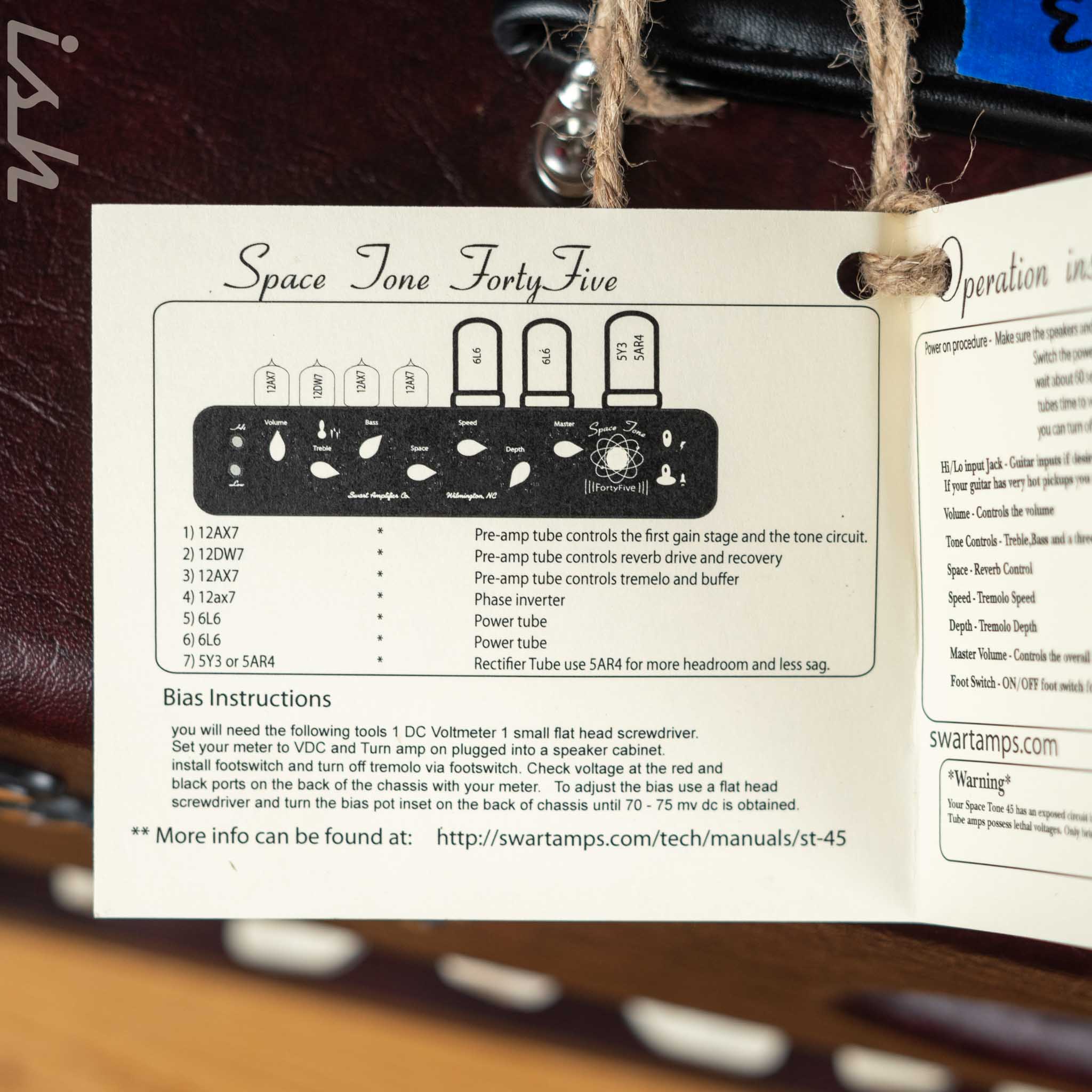 Swart Space Tone ST-45 45W Guitar Amp Head Wine Taurus - Image 6