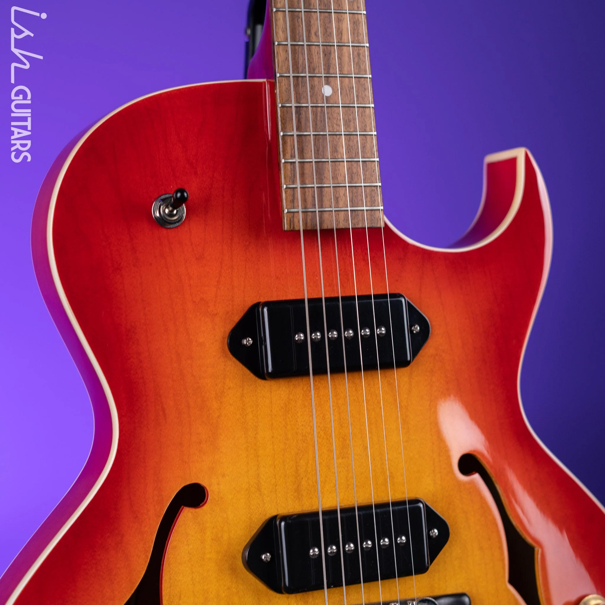 The Loar LH-302T Hollowbody Cherry Burst - Image 3