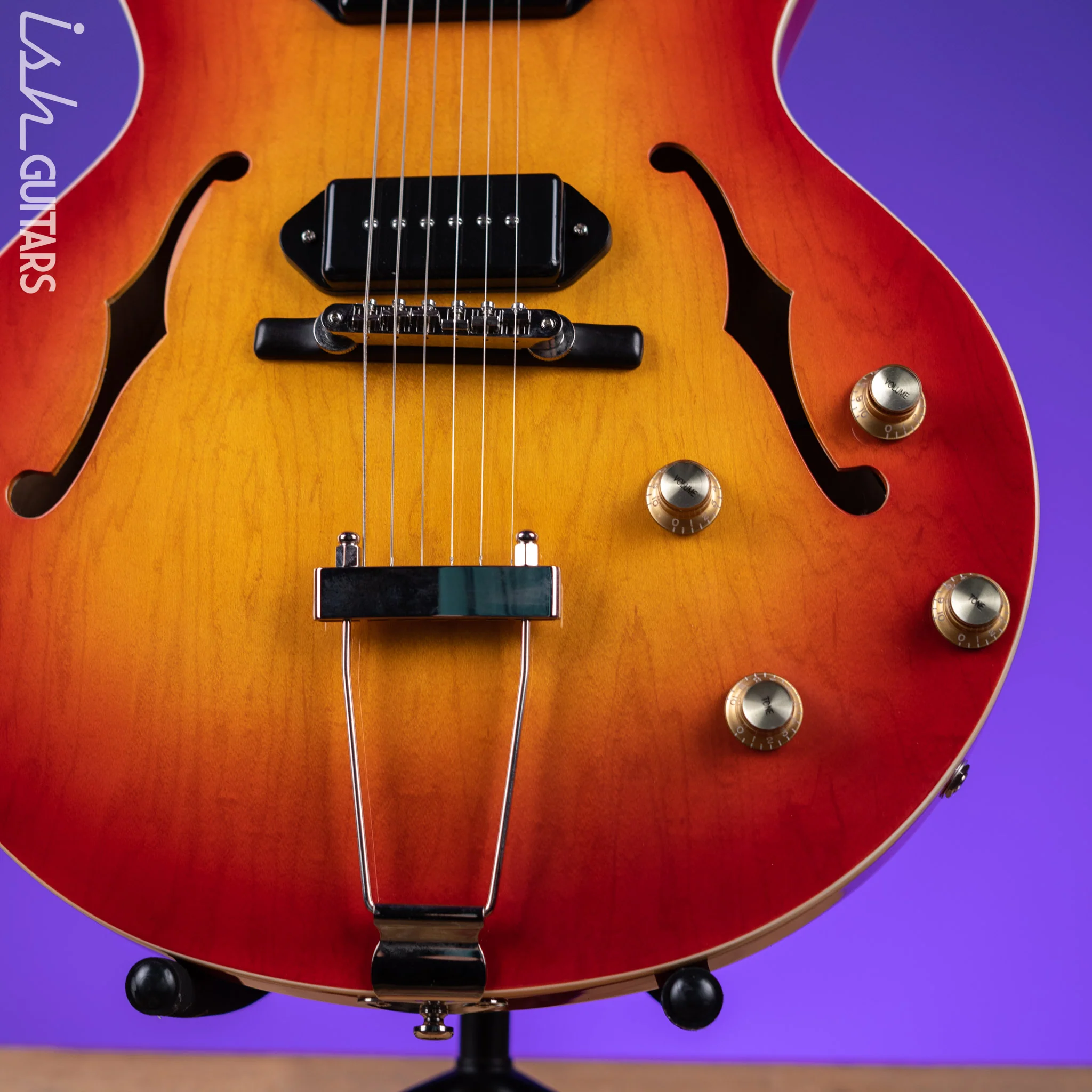 The Loar LH-302T Hollowbody Cherry Burst - Image 4